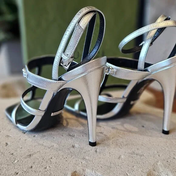 Gucci Metallic Leather Sandal 771563 B8B00 - 8106  Leather Size 38 New - Picture 7 of 8